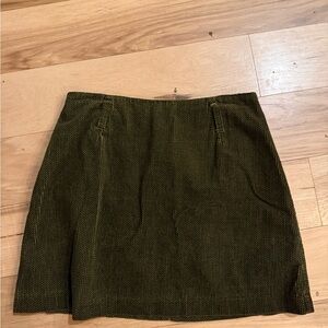Green Corduroy Mini Skirt - Women's Classic A-Line